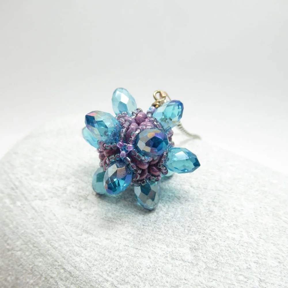 Blue Crystal 3d Beaded Bead pendant